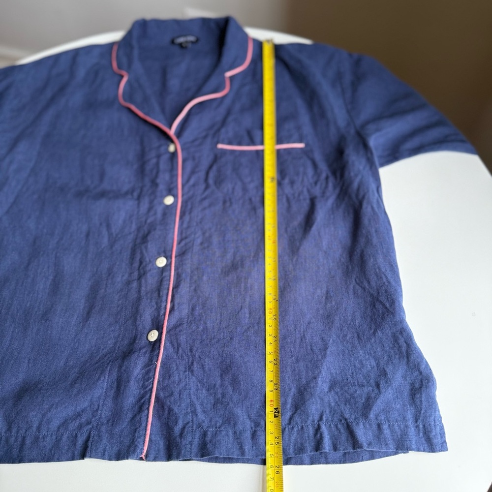 Ilana Kohn 100% Linen Made in USA Shirt Size S Blue with Pink Accents Jacket - Picture 11 of 15